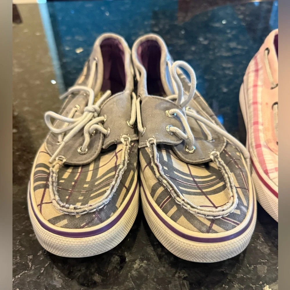 3 Pairs of Sperry Plaid Canvas Boat Shoes Lot Size 7 - Picture 9 of 12